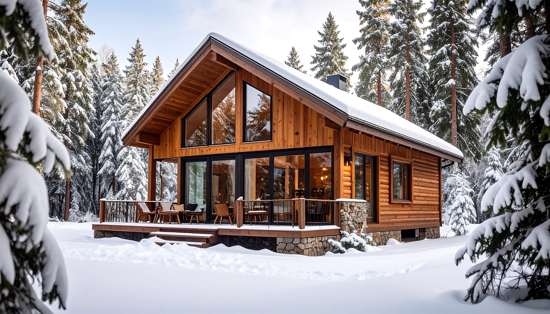 雪国の高断熱木造住宅外観（無落雪屋根仕様）